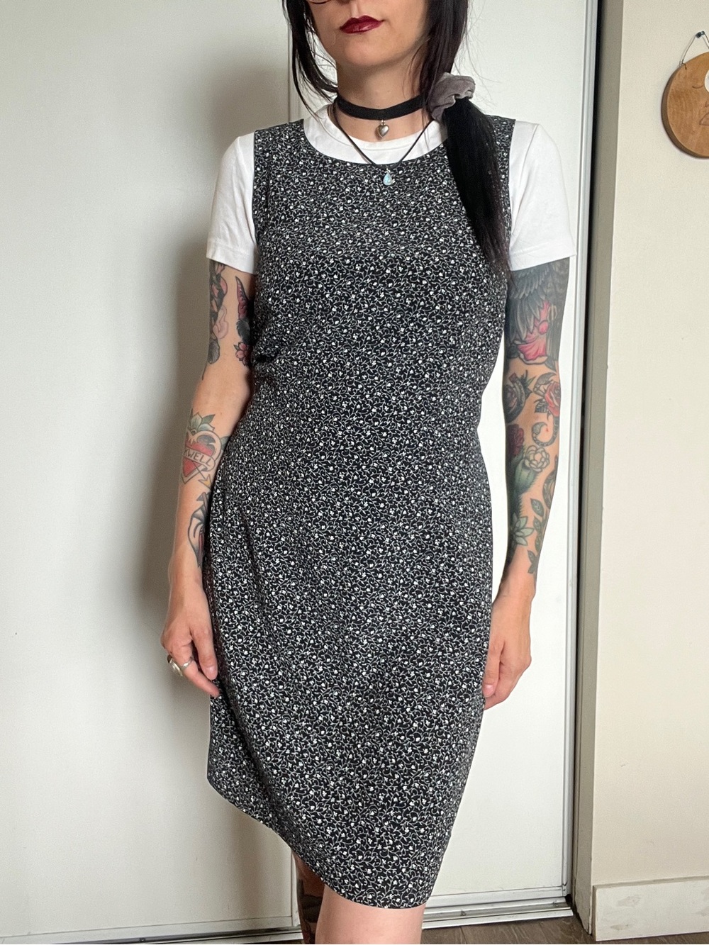 Vintage 90’s floral mini/midi dress | grunge, practical magic, whimsigoth - Picture 6 of 7